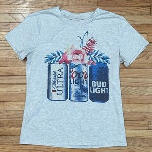 Floral & Beer Gray T-Shirt